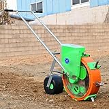 KIUYTQQ Präzisions-Sämaschine von Hand, Garten-Sämaschine mit Rädern, Hand-Sämaschine mit Walze, handgeführter Streuwagen für Mais, Baumwolle, Sojabohnen, Erdnüsse, 10 Mündungen