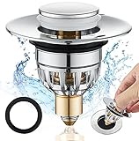 Tomario Pop Up Waschbecken Stecker, Edelstahl Badezimmer Waschbecken Stecker für Waschbecken, Push-Typ Bad Stecker Ersatz Bad Abfluss Filter Stecker mit Bounce Kern für Abfluss Loch