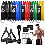 Fokky Fitnessbänder Resistance Bands Set, 5 Widerstandsbänder Expander Tube Bands, Fitnessband mit Türanker, Griffe, Knöchelriemen, Ideal für Pilates, Muskelaufbau, Krafttraining