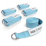 High Pulse® Yogagurt (183 x 3,8 cm) – Hochwertiger Yoga Gurt mit Verschluss als praktisches Hilfsmittel beim Yoga oder Pilates – 100% Baumwolle (hellblau)