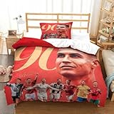 ARTSDIYS Ronaldo Bettbezug Set Mädchen Junge Kinder Bettwäsche Bettwäsche Weich Microfaser Und Kissenbezüge Reissverschluss 2 Teilig Single（135x200cm）