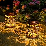 OxyLED Geschenk Frauen, 2er Set Kolibri Solarlaterne für Draußen mit Handle IP44 Wasserdicht Auto Ein/Aus Ideale Solar Laterne für Garten Balkon Tischdeko & Wege als Geschenke für Mama Oma Frauen