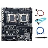 suoera X99 Dual-Socket-Motherboard LGA2011-3 Dual-CPU-UnterstüTzung DDR4-Speicher + SATA-Kabel + Switch-Kabel + Netzwerkkabel + WäRmeleitpaste