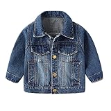 Kind Kleinkind Kleinkind Baby Mädchen Langarm Jeansjacke Mäntel Oberbekleidung Outfits Kleidung Anzug Mit Weste Jungs (Blue, 2-3 Years)