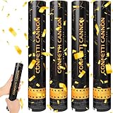 DAJASD Konfettikanone Gold, 4 Stück 30CM Party Popper Konfetti Kanone, Handheld Konfetti Poppers, Confetti Cannon für Hochzeit, Geburtstag, Silvester, Private Party, Karneval