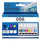 CMADJT Kompatible 056 Premium-Tintenflaschen als Ersatz für Epson 056 Nachfülltinte Verwendung mit L8058 L18058 Drucker Büroprodukte für Bank Schule Familie,6Pcs-1 Set
