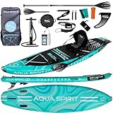 Aqua Spirit SUP Aufblasbares Stand Up Paddle Board 2023, 320 x 81 x 15 cm/457 x 91 x 15 cm, Komplettset mit Paddel, Rucksack, Pumpe und weiterem Zubehör, Erwachsene Anfänger/Experten