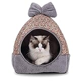NIBESSER Katzenbett Katzenhöhle 2 in 1 Faltbar Kuschelhöhle Katzenbett mit abnehmbarem Kissen Katzenschlafplatz Katzenhaus für Katzen, Kätzchen, Welpen