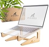MY FAT GORILLA Laptop Ständer aus Bambus, Notebook Ständer für 10-15 Zoll, MacBook Stand, Laptop Halter Holz, Laptop Erhöhung, Notebookständer, vertikaler Laptop Stand, Schreibtisch Zubehör