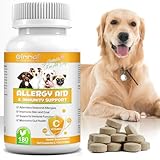 JSBNQRMZ Allergie Tabletten für Hunde,180 Tabletten für Verdauung, Milben Hund Tabletten,Immunsystem, Haut & Fell Allergien bei Hunden, erhält die Darmgesundheit- lindert saisonale Allergien
