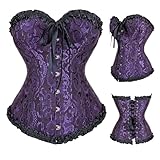SilverChry Korsett Damen, Vollbrust Korsage Corset Korsett Top Palaststil, Gothic Jacquard-Spitzen Korsagen & Bustiers für Damen, Vintage Kleidung Body Shaper, Halloween Karneval Bälle Partys Kostüm
