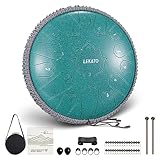 LEKATO Zungentrommel C Dur Tongue Drum(13 Zoll, 15 Noten) Stahlzungentrommel für Heilung Meditation Bildung, Steel Tongue Drum Handpan Scheibentrommel Schlaginstrument für Einsteiger, Malachitgrün