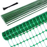 Ohuhu Begrenzungszaun Mobiler Zaun 30m lang 1m hoch mit 25 Pfähle Komplett-Set, Universal Begrenzungszaun, Hundezaun, Weidezaun, Zaun Garten & Hühnerzaun Gartennetz ideal für Garten, Haus, Hof