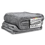 Kemes Mikrofasertücher Auto XXL Ultra saugstark mit 1400 GSM Heavyweight Grau 50x80cm Premium Microfaser Trockentuch Kratzfrei | 5-Fach Saugstark Poliertuch für Autopflege und Motorrad