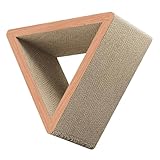 BAZEITFLOW Faltbarer Dreieckiger Katzenkratzbaum aus Wellpappe mit 6 Nutzseiten Platzsparendes Kratzbrett und Katzenspielzeug für Wohnungskatzen