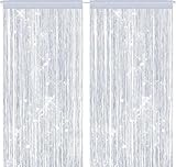 QHSXMQ 2 Stück Fadenvorhang Fliegenschutz Terrassentür 100 x 200cm Türvorhang Insektenschutz Vorhang Fliegenvorhang Tür Fliegenvorhang Haustür Insektenvorhang Fliegengitter Vorhang（Silber）