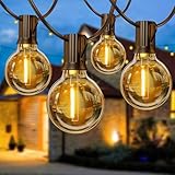 LED Lichterkette Außen Strom 8m - Outdoor Lichterketten 27FT mit Aussen Wetterfest G40 Glühbirne Warmweiß Aussenlichterkette für Balkon Garten Pavillon Terrasse Vorzelt Hochzeit Party