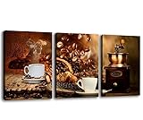 burkfeeg 3 Stück Poster Küchen Bilder Mit Rahmen Kaffee Bar Wanddeko Küche Poster Küchenbilder Esszimmer Dekor Leinwand Bild Wohnzimmer Bilder Wandbilder Modern 30x40cm