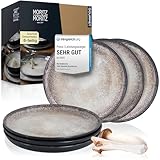 Moritz & Moritz VIDA 6er Dessertteller Set Beige - Stylische Porzellan Frühstücksteller, Kuchenteller für 6 Personen - Spülmaschinen- und Mikrowellengeeignet