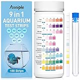 9 in 1 Aquarium-Teststreifen – 100 Streifen Aquarium Wassertest-Kits für Süßwasser Salzwasser – Tests auf Eisen, Kupfer, Nitrit, Nitrat, pH, GH & KH, Chlor, Gesamtalkalität
