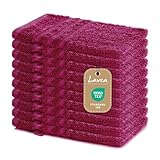 Lavea 10er Set Waschhandschuh 15x21 cm – Saugstarke und Weiche Waschhandschuhe aus 100% Baumwolle, Frottierserie Elena – Waschbar und Strapazierfähig – Bordeaux