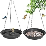 VUWEZ Vogelfutterstation zum Aufhängen und Vogeltränke für draußen, Wildvogel-Futterspender, hängende Vogeltränken für draußen, Kardinal, Blauhäher, Krähe, Vogelfutterspender außen (30,5 cm, 1 Stück