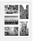 Americanflat 28x36 cm Bilderrahmen Collage Weiß - Fünf 10x15 cm Bilder mit Matte & 28x36 cm ohne Matte Anzeigen - Bilderrahmen 5 Bilder für Bilder der Familie - Verbundholz mit Bruchsicheres Glas