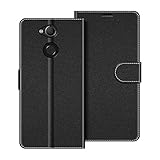 COODIO Handyhülle für Sony Xperia XA2 Handy Hülle, Sony Xperia XA2 Hülle Leder Handytasche für Sony Xperia XA2 Klapphülle Tasche, Schwarz