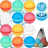 Parner Wasserbomben Wiederverwendbar Magnetisch mit 1 Mesh Bag, Silikon Wasserbomben Selbstschließend Wiederverwendba für Wasserspielzeug Pool Spielzeug Strandspielzeug (12 Stück)