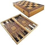 PrimoLiving Deluxe Holz Backgammon Set - 40x40 cm - inklusive Schachbrett