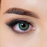 Kontaktlinsen farbig ohne Stärke farbige Jahreslinsen weiche Linsen soft Hydrogel 2 Stück Farblinsen + Linsenbehälter 0.0 Dioptrien natürliche Farben Serie Mystery Deep Green (dunkelgrün)