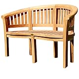 ASS Teak XL Bananenbank Gartenbank Parkbank Sitzbank 2-Sitzer Bank Gartenmöbel 120cm Holz sehr robust Model JAV-Coco