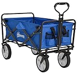 Outsunny Bollerwagen, Faltbarer Handwagen, 360° Gartenwagen, Transportwagen, Strandwagen, Stahlrahmen, Oxford, 93 x 49 x 75-100 cm