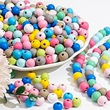 HERZWILD bunte holzperlen zum auffädeln 500stk holzperle farbig bastelnperlen f. DIY schmuck Herstellung (A)