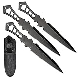 VIKING GEAR *3* schwarze Darts Wurfmesser BLACK ODIN Edition hochwertige Kunai Messer mit Nylon Scheide und Gürtelclip, schwarz