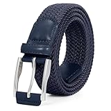 JasGood Geflochtener Stretchgürtel Stoffgürtel Elastischer Gürtel für Herren und Damen Dehnbarer Flechtgürtel Golfgürtel für Herren Jeans Hosen,Dunkelblau,100cm