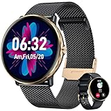 Smartwatch Armbanduhr Fitnessuhr Kompatibel Android iOS: Damen Uhr mit 1,43 Rund AMOLED Touchscreen Metallarmband Wasserdicht blutdruck Schrittzähler Sportuhr Herzfrequenz Telefonfunktion Wecker Uhren
