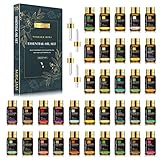 MAYJAM Ätherische Öle Set 35 x 5ml, Ätherische Öle für Diffuser Aromatherapie Duftöl Geschenkset, Naturrein Reine Ätherisches Öl Lavendel, Eukalyptus, Vanille, Rose, Teebaum