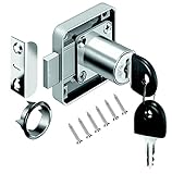 YOUTU® Schrankschloss Möbelschloß Zylinder-Möbelschloss Aufschraubschloss mit Schlüssel Set für Schubladen & Schränke | Stahl vernickelt | Dornmaß: 22mm 26mm 32mm (22mm)