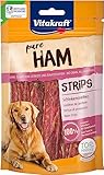 Vitakraft Fleischsnacks, Hundeleckerli, Ham Strips, fleischige Schinkenstreifen, im wiederverschließbaren Beutel, ohne Zusatz von Zucker (1x 80g)