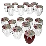 MamboCat Marmeladengläser 18er Set mit Deckel Holz-Herz Rot Beeren | 212 ml | Einmachglas TO 63 | Einkochen & Aufbewahren