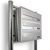 Bituxx Edelstahl Stand-Briefkastenanlage Postkasten Letterbox Mailbox mit 3 Fächer