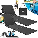 KESSER® 2er Set Strandmatte klappbar mit Verstellbarer Rückenlehne, Tragegurt, wasserdichter Tasche & Aufbewahrung – Faltbare Sonnenliege für Strand, Garten & Terrasse je 130 kg belastbar