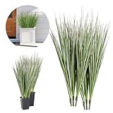 RHQFDM 12 Stücke Künstliche Grüne Pflanzen Deko Wie Echt,UV-Beständige Künstliche Balkonpflanzen,52cm Grüne Plastik Outdoor Künstliche Gräser für Garten Balkon Blumenkasten Deko