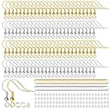 300 Stück Silber 925 Ohrhänger - Hypoallergene Ohrgehänge mit Gummi Stopper und Spule in Silber und Gold - Selbermachen