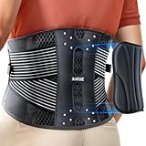 Rakiie Rückenstützgürtel für Herren und Damen, 6X Lendenwirbelstütze mit 3D-Polsterung, Atmungsaktiv Leicht Rückenbandage für Rückenschmerzen, Grau Größe M(80-95CM)