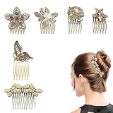 Niaciswe Metall Haarkamm Clips 6 Stück Vintage Haarkämme Vintage Haarseitenkämme Metall Haarteil Pins Strass Zähne Haarkamm Haar Steckkamm Mit Strass Haare Seitenkamm Vintage Haar Seitenkämme