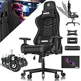 KESSER® Gamingstuhl Ergonomisch Gaming Stuhl Bürostuhl mit Kopfstütze & Lendenkissen | Racing Gamer Stuhl 150kg belastbar | Armlehne 360° | Drehbarer Schreibtischstuhl Gaming Chair + Gummi-Rollen
