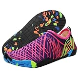 TMEOG Badeschuhe Damen Herren Wasserschuhe Schwimmschuhe Aquaschuhe Strandschuhe rutschfest Surfschuhe schnell trocknend Wattschuhe Meerschuhe Erwachsene(38 EU,Rosa)