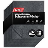Black Sweden Home Spültücher schwarz (Dunkelgrau) – 10er Pack schwedische Spüllappen aus Baumwolle & Zellstoff – waschbare Schwammtücher Küche, nachhaltige Küchentücher wiederverwendbar, Lappen